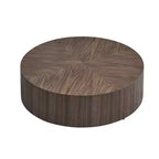 MAYEERTY Table Basse Ronde Moderne de 35 Pouces, Table Centrale en MDF avec Placage Bois pour Petit Salon, Aucun Assemblage Requis, Noyer