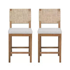Christopher Knight Home Ororon Tabourets de comptoir bohèmes rembourrés en rotin et bois d'hévéa (lot de 2)
