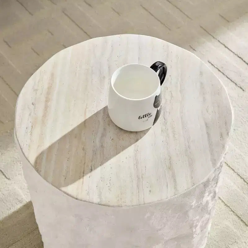 MAYEERTY Table Basse Ronde Moderne de 40 cm en Faux marbre, Table d'appoint en Fibre de Verre pour Salon Chambre, Aucun Assemblage Requis