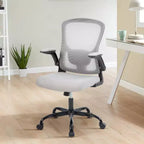 Chaise de bureau en maille avec support lombaire réglable, accoudoirs relevables, chaise de travail roulante, chaise d'ordinateur confortable grise