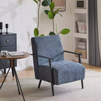 MAYEERTY Lot de 2 chaises longues modernes 67 cm, revêtement en polyester, cadre en métal robuste, coussins confortables, salon, chambre, bureau, gris bleu