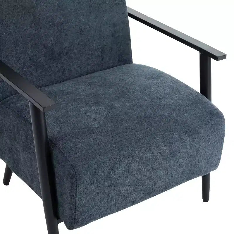 MAYEERTY Lot de 2 chaises longues modernes 67 cm, revêtement en polyester, cadre en métal robuste, coussins confortables, salon, chambre, bureau, gris bleu