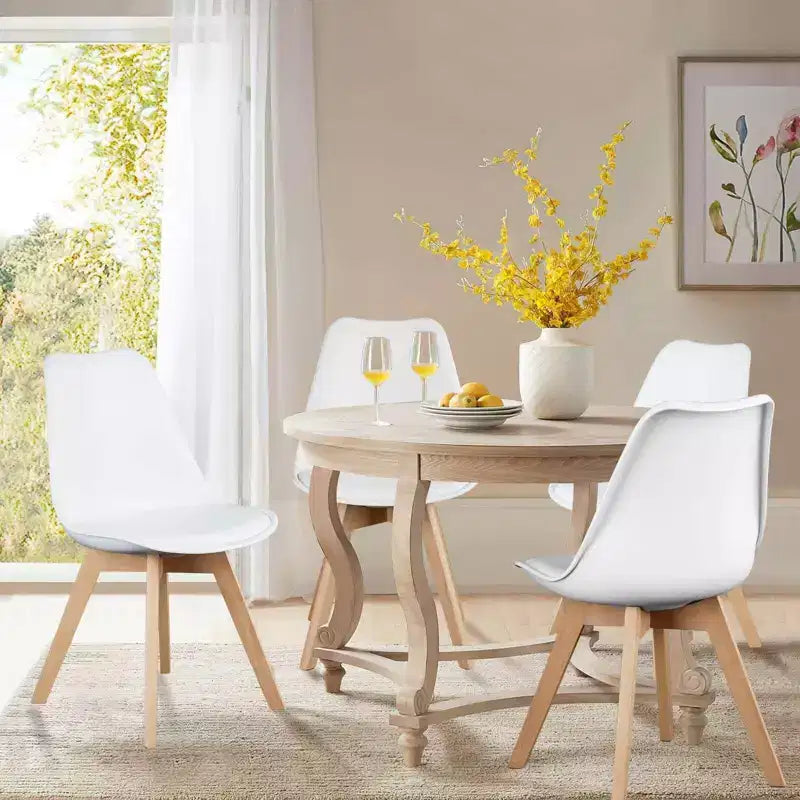 TUYOHW 18.3 Chaises de salle à manger élégantes, lot de 4, chaises d'appoint ergonomiques en bois de hêtre, chaises sans accoudoirs modernes et minimalistes pour salle à manger et cuisine.