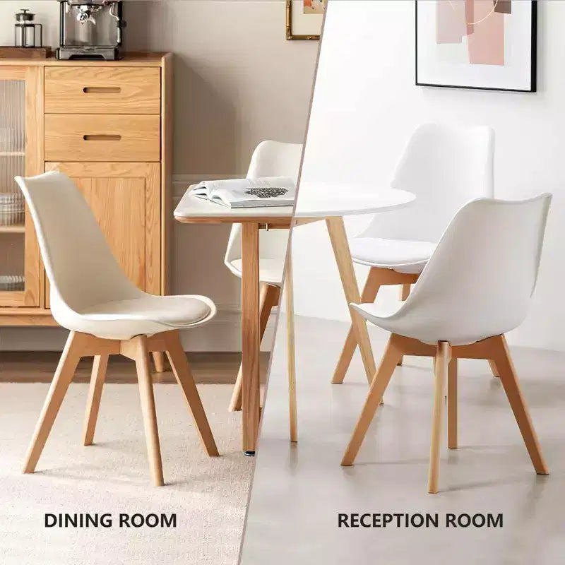 TUYOHW 18.3 Chaises de salle à manger élégantes, lot de 4, chaises d'appoint ergonomiques en bois de hêtre, chaises sans accoudoirs modernes et minimalistes pour salle à manger et cuisine.