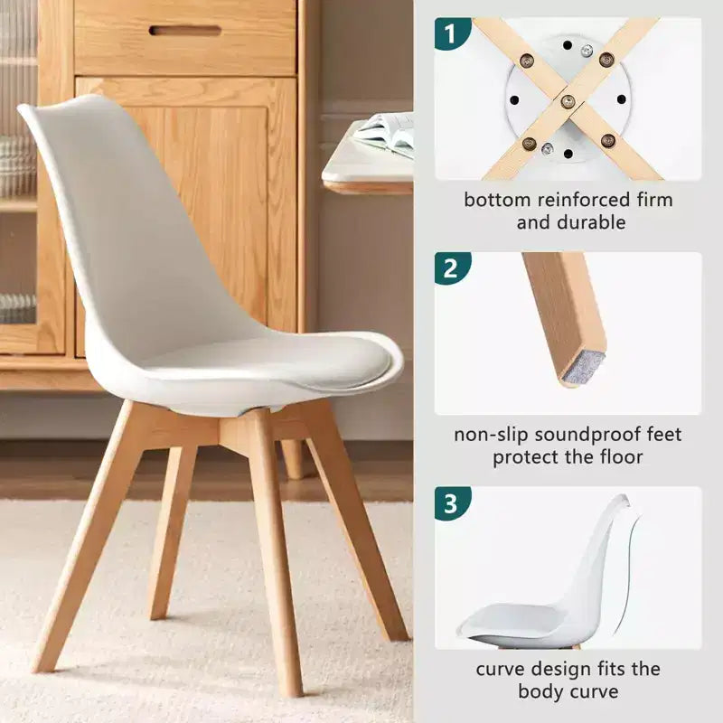 TUYOHW 18.3 Chaises de salle à manger élégantes, lot de 4, chaises d'appoint ergonomiques en bois de hêtre, chaises sans accoudoirs modernes et minimalistes pour salle à manger et cuisine.