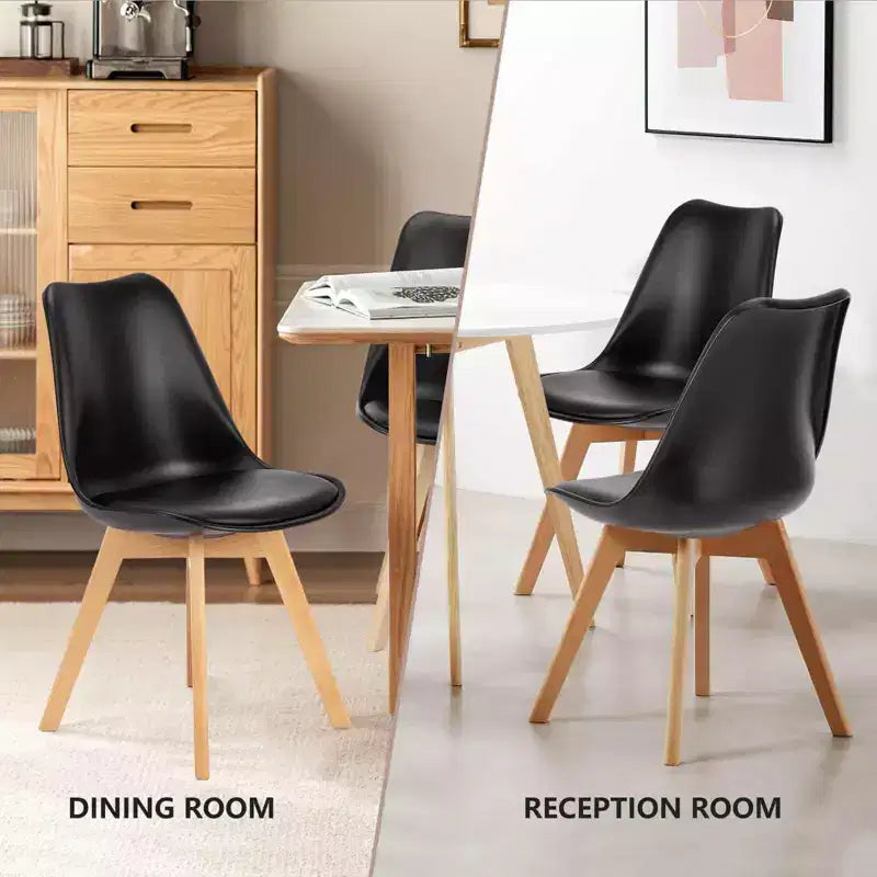 TUYOHW 18.3 Chaises de salle à manger élégantes, lot de 4, chaises d'appoint ergonomiques en bois de hêtre, chaises sans accoudoirs modernes et minimalistes pour salle à manger et cuisine.