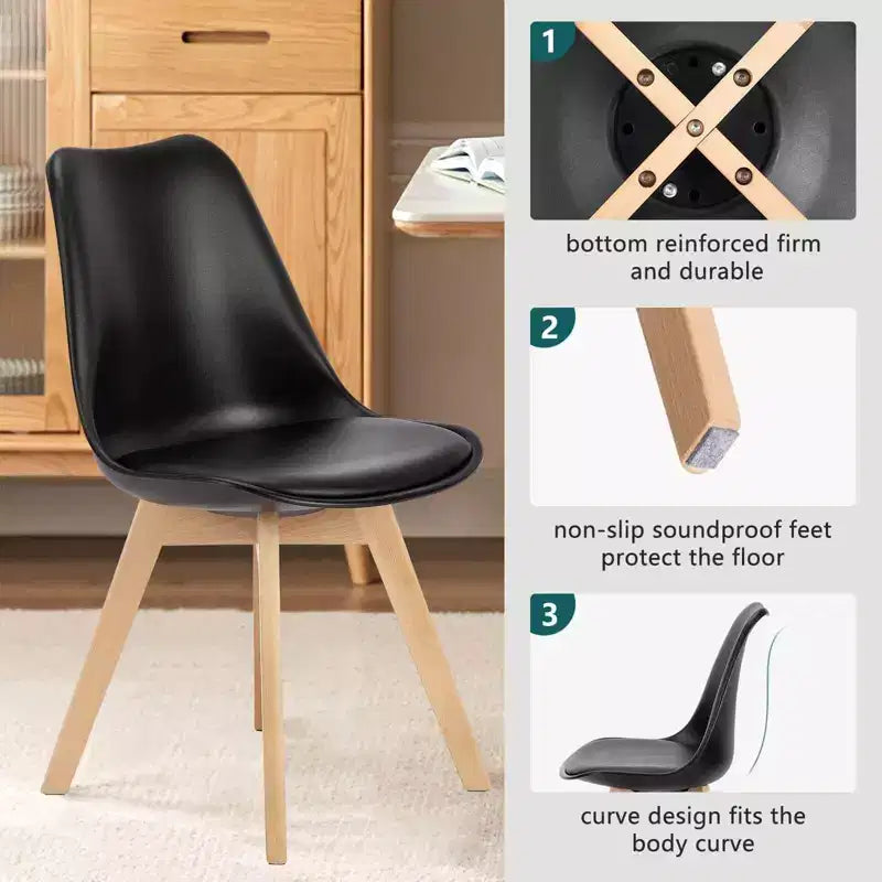 TUYOHW 18.3 Chaises de salle à manger élégantes, lot de 4, chaises d'appoint ergonomiques en bois de hêtre, chaises sans accoudoirs modernes et minimalistes pour salle à manger et cuisine.