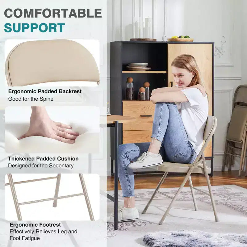 TUYOHW 18 Chaises pliantes de salle à manger, lot de 2/4, chaises d'appoint en cuir imperméable pour cuisine et salle à manger, pieds en métal robustes avec capacité de 159 kg
