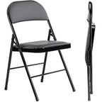 TUYOHW PU Leather Dining Chair with Padded Seat & Back,Armless Folding Chairs with Metal Frame for Indoor Outdoor Events,Party