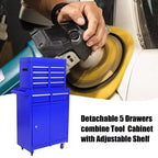 Servante d'atelier à roulettes, Meuble de rangement à outils verrouillable à 5 tiroirs avec 4 roues, Organisateur de coffre à outils avec système de verrouillage sécurisé, Boîte à outils de rangement détachable 2 en 1