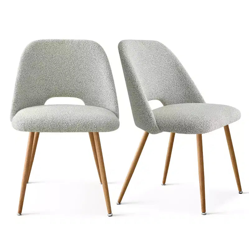Lot de 2 chaises de salle à manger tapissées Boucle, chaises de cuisine modernes et confortables avec dossier incurvé et pieds en métal - Panipeachy