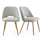 Lot de 2 chaises de salle à manger tapissées Boucle, chaises de cuisine modernes et confortables avec dossier incurvé et pieds en métal - Panipeachy