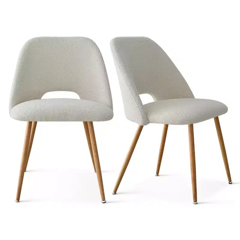 Lot de 2 chaises de salle à manger tapissées Boucle, chaises de cuisine modernes et confortables avec dossier incurvé et pieds en métal - Panipeachy