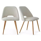 Lot de 2 chaises de salle à manger tapissées Boucle, chaises de cuisine modernes et confortables avec dossier incurvé et pieds en métal - Panipeachy