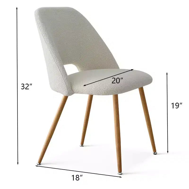 Lot de 2 chaises de salle à manger tapissées Boucle, chaises de cuisine modernes et confortables avec dossier incurvé et pieds en métal - Panipeachy