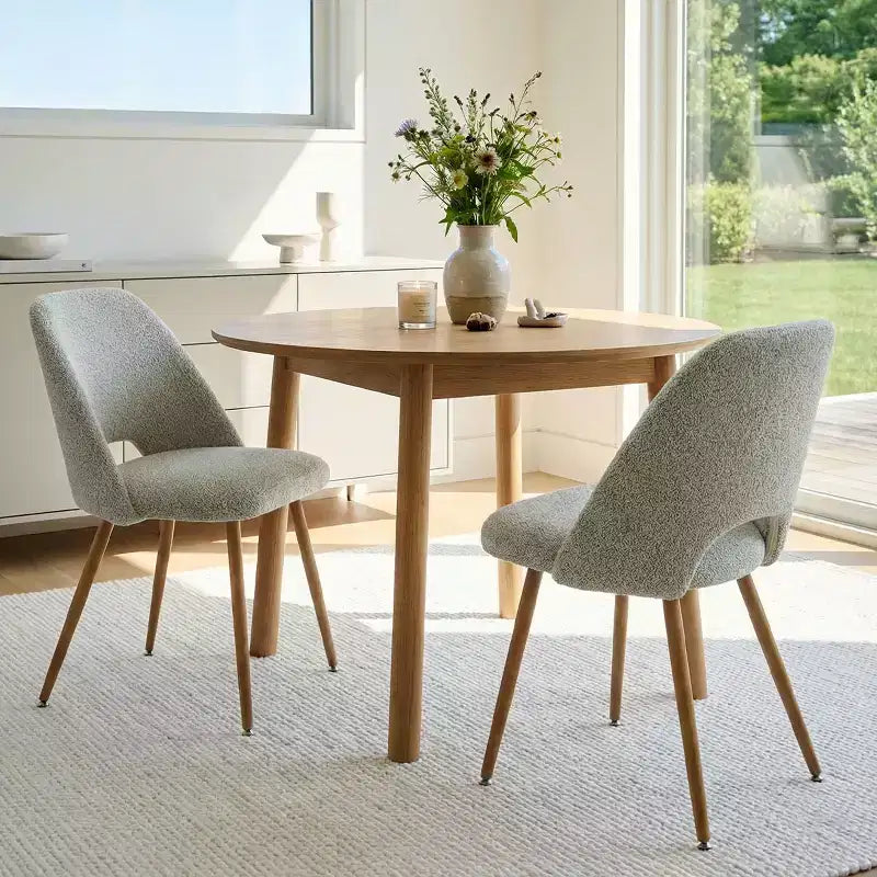 Lot de 2 chaises de salle à manger tapissées Boucle, chaises de cuisine modernes et confortables avec dossier incurvé et pieds en métal - Panipeachy