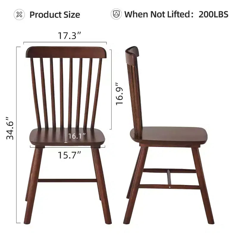 Lot de 4 chaises de salle à manger en bois massif de style campagnard avec dossier haut, chaises d'appoint vintage pour la cuisine, la salle à manger ou le salon-Panipeachy