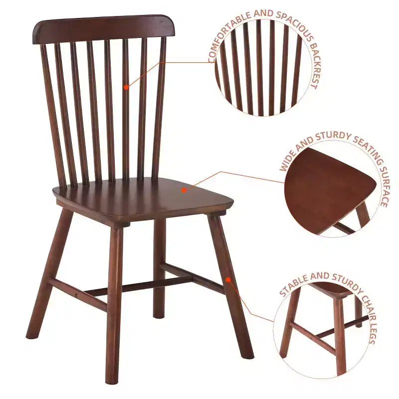 Lot de 4 chaises de salle à manger en bois massif de style campagnard avec dossier haut, chaises d'appoint vintage pour la cuisine, la salle à manger ou le salon-Panipeachy
