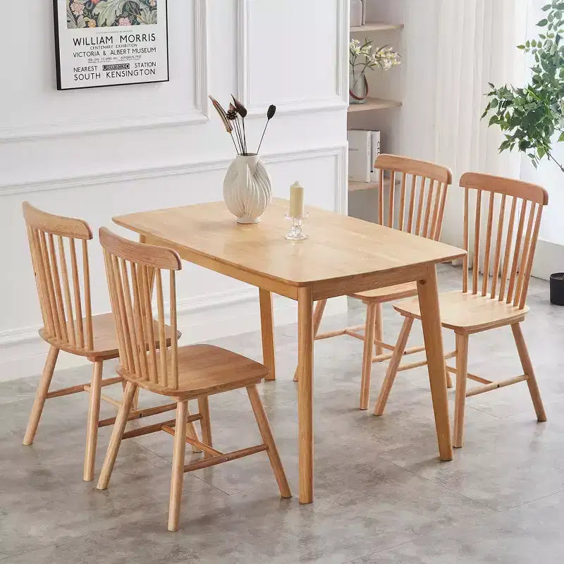 Lot de 4 chaises de salle à manger en bois massif de style campagnard avec dossier haut, chaises d'appoint vintage pour la cuisine, la salle à manger ou le salon-Panipeachy