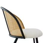 Lot de 2 tabourets de comptoir modernes à dossier en rotin, sièges sans accoudoirs en tissu bouclé avec base en métal, tabourets d'îlot de cuisine, chaises de bar à petit-déjeuner - Panipeachy