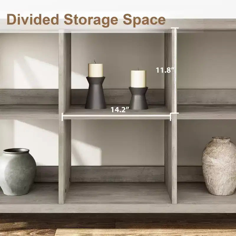 Meuble de rangement 8 cases et bibliothèque 62 cases style ferme – Étagère à livres moderne en bois avec cases, longue unité de rangement pour salon, entrée, bureau