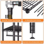 Portant à vêtements en acier robuste avec étagères, système de penderie autoportant réglable, capacité de 385 kg, 114 ou 185 cm de large, noir