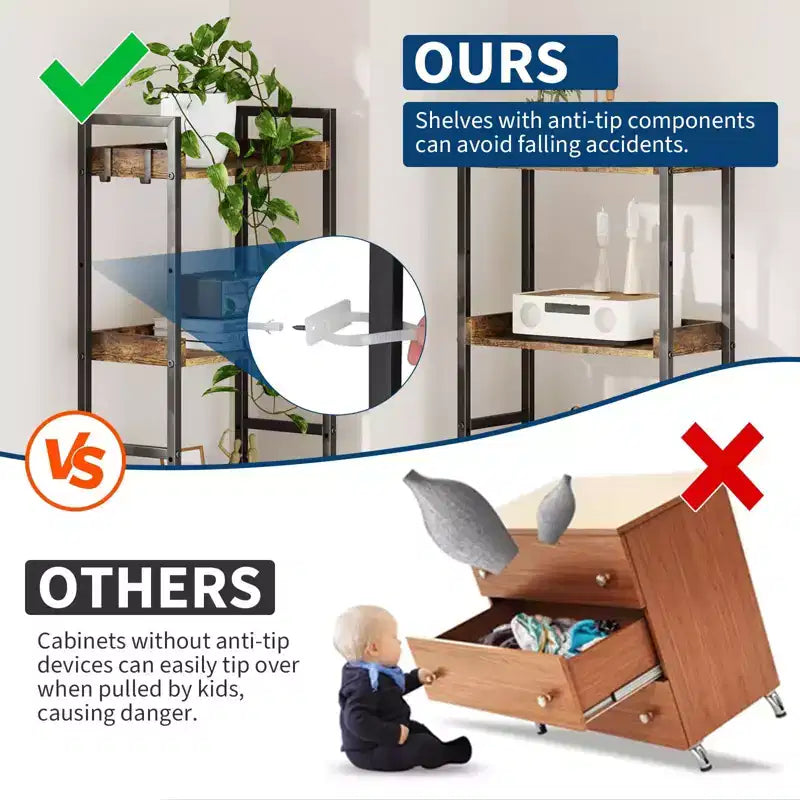 GustoWave Étagère triple à 5 niveaux, Bibliothèque industrielle à 14 compartiments avec conception divisible, 25 kg par étagère, pour bureau à domicile, Marron