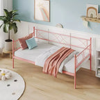 Lit de Repos Jumeau avec Tête de Lit Élégante et Sommier à Lattes en Acier de Qualité Supérieure, Cadre de Lit Gigogne Jumeau Multifonctionnel pour Chambre à Coucher, Salon, Chambre d'Amis