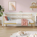 Lit de Repos Jumeau avec Tête de Lit Élégante et Sommier à Lattes en Acier de Qualité Supérieure, Cadre de Lit Gigogne Jumeau Multifonctionnel pour Chambre à Coucher, Salon, Chambre d'Amis