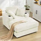 Hyleory Chaise longue en velours côtelé avec ottoman, fauteuil inclinable une place, fauteuil d'appoint moderne pour salon ou chambre à coucher