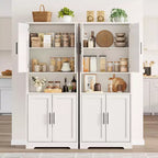 Meuble de rangement, armoire de cuisine haute de 178 cm - buffet autoportant à 4 portes avec étagères réglables, noir/gris/blanc