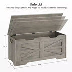 Banc de rangement en bois avec charnière de sécurité, 100 cm – Capacité 160 kg – Coffre de rangement à couvercle pour entrée, salon ou chambre à coucher
