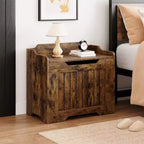 Banc de rangement en bois avec charnière de sécurité, 100 cm – Capacité 160 kg – Coffre de rangement à couvercle pour entrée, salon ou chambre à coucher