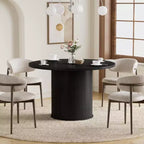 Hommpa Table de salle à manger ronde 48" - Bois d'hévéa robuste, style moderne rustique, 4 à 6 places