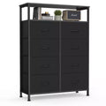 Cozy Dresser with 8 Fabric Drawers&Open Shelf, Tall TV Stand with Storage Cabinet, Chest of Drawers for Bedroom, Living Room