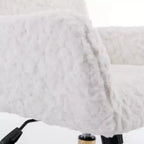 Chaise de bureau chic TUYOHW, chaise de vanité en poil de lapin artificiel, chaise de bureau pivotante à 360° avec base en métal doré, chaise d'ordinateur de 50 à 59 cm de hauteur
