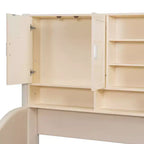 Lit de repos double capitonné Luxystar avec étagères de rangement, armoires, lumières LED et lit gigogne relevable.