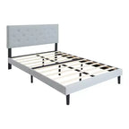 Lit plateforme capitonné double Homy Casa avec support de matelas à lattes en bois