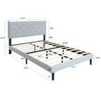 Lit plateforme capitonné double Homy Casa avec support de matelas à lattes en bois