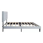Lit plateforme capitonné double Homy Casa avec support de matelas à lattes en bois