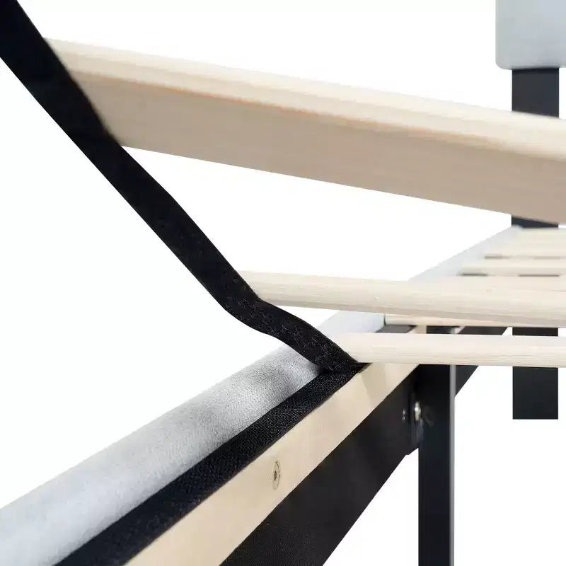 Lit plateforme capitonné double Homy Casa avec support de matelas à lattes en bois