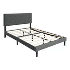 Lit plateforme capitonné double Homy Casa avec support de matelas à lattes en bois