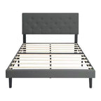 Lit plateforme capitonné double Homy Casa avec support de matelas à lattes en bois