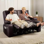 Canapé inclinable deux places VEVOR, canapé inclinable électrique avec chauffage et massage et minuterie, canapé inclinable électrique en cuir PU avec ports USB, marron