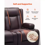 Canapé inclinable deux places VEVOR, canapé inclinable électrique avec chauffage et massage et minuterie, canapé inclinable électrique en cuir PU avec ports USB, marron