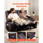 Canapé inclinable deux places VEVOR, canapé inclinable électrique avec chauffage et massage et minuterie, canapé inclinable électrique en cuir PU avec ports USB, marron