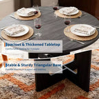 Table à manger ronde de style campagnard moderne pour 4 personnes, table piédestal en bois de 109 cm peu encombrante, base croisée robuste