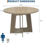 Table à manger ronde de style campagnard moderne pour 4 personnes, table piédestal en bois de 109 cm peu encombrante, base croisée robuste