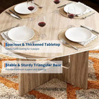 Table à manger ronde de style campagnard moderne pour 4 personnes, table piédestal en bois de 109 cm peu encombrante, base croisée robuste