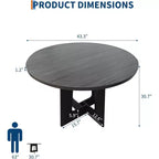 Table à manger ronde de style campagnard moderne pour 4 personnes, table piédestal en bois de 109 cm peu encombrante, base croisée robuste